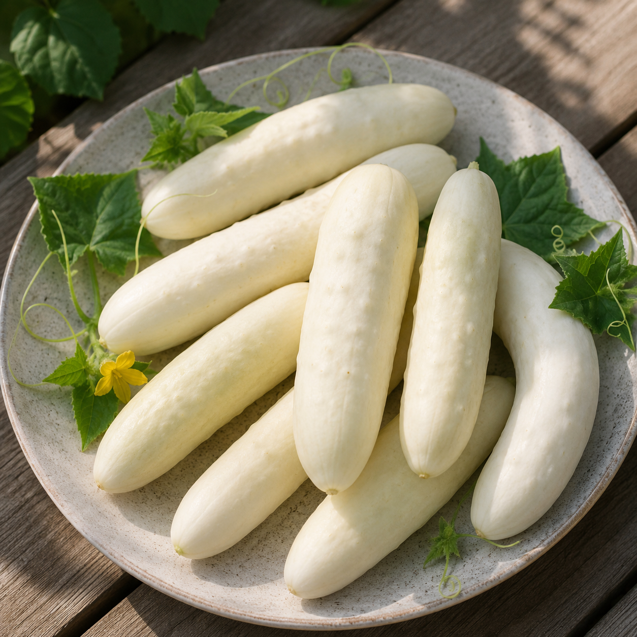 Hochwertige Samen der weißen Gurke White Wonder für cremeweiße, knackige Früchte mit mildem, erfrischendem Geschmack – ideal