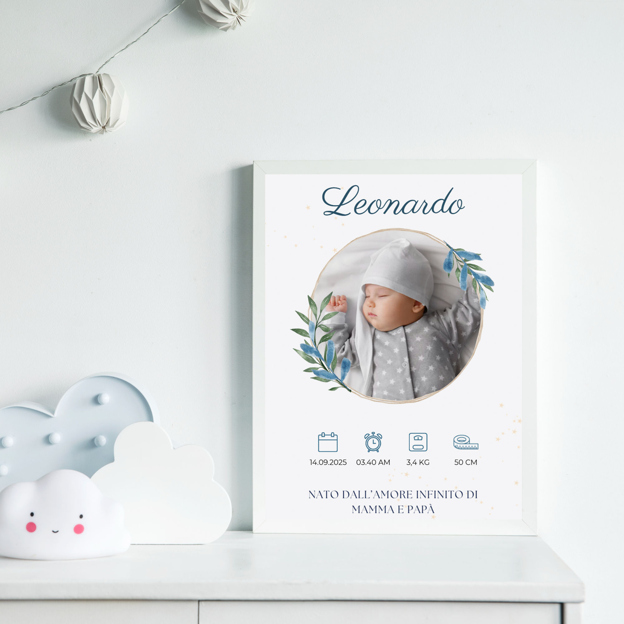 Quadretto Nascita Bambino Personalizzato con Foto – Regalo per Neomamma
