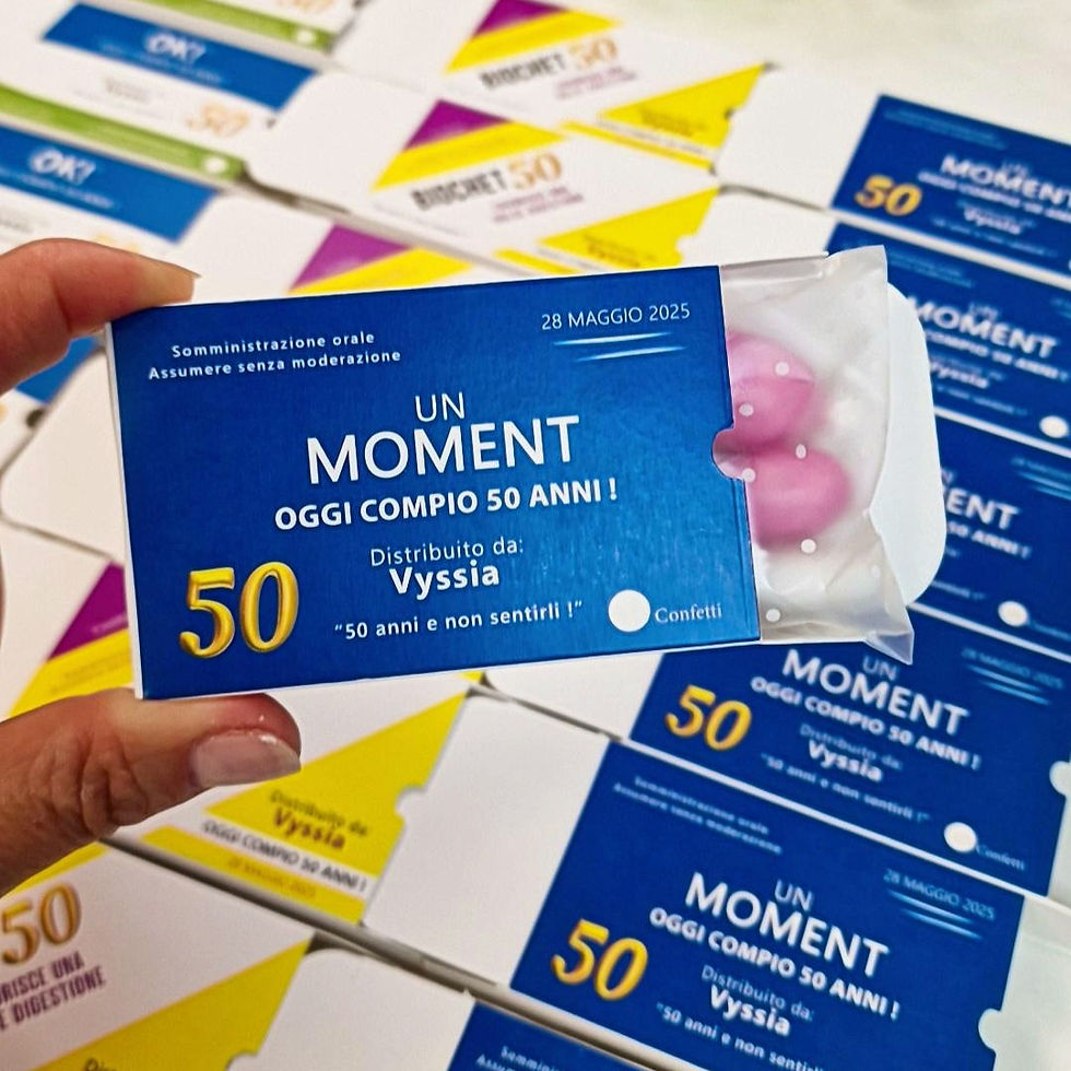 Miniatura: Bomboniera Originale per 50 Anni | Scatola Ironica Effetto Medicinale