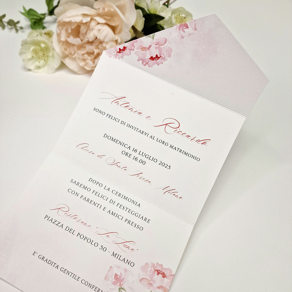 Miniatura: Invito matrimonio senza busta - tema floreale