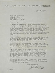 JOHN STEINBECK’S LETTER TO MARILYN MONROE