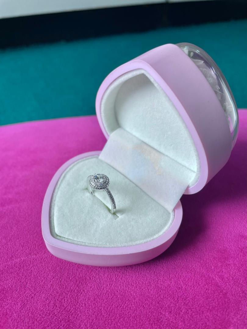 Thumbnail: Round Halo Proposal Silver Ring