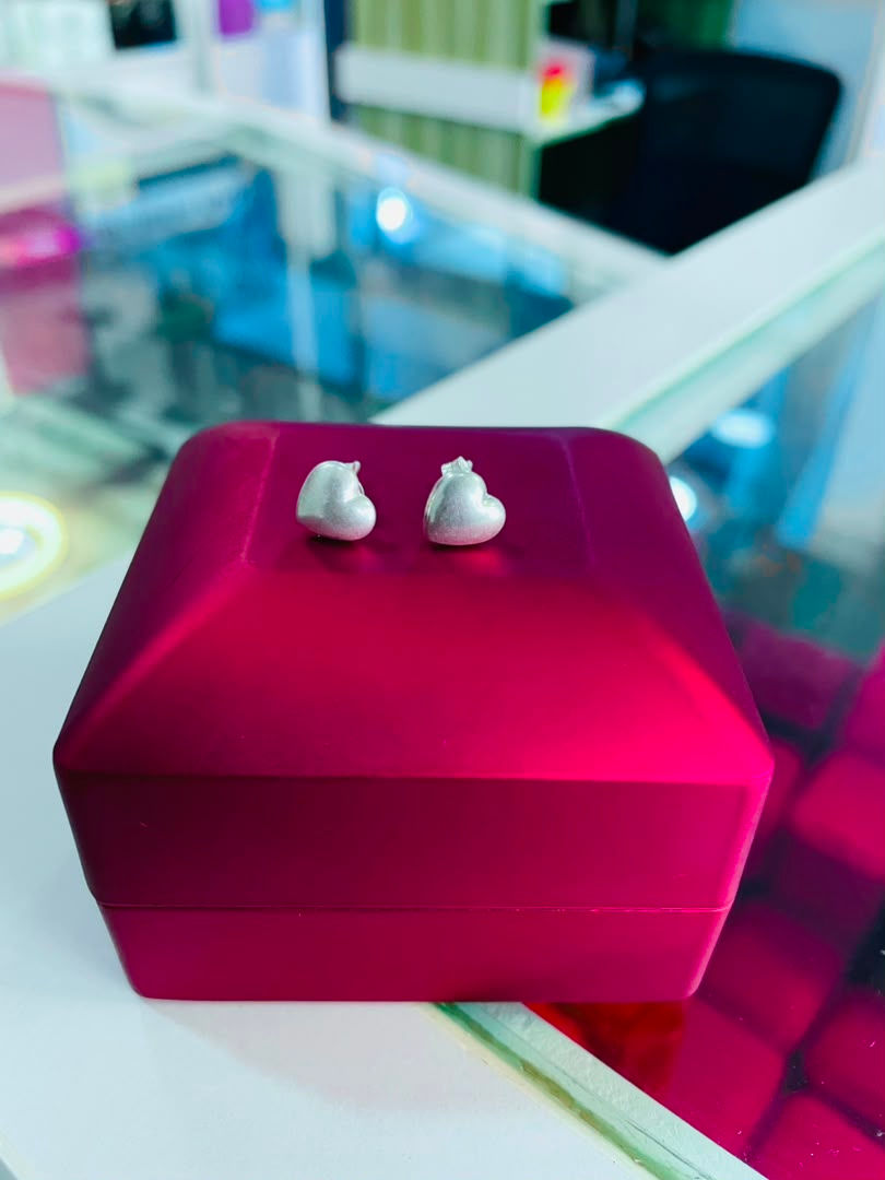 Sterling Silver Puffed Heart Stud Earrings