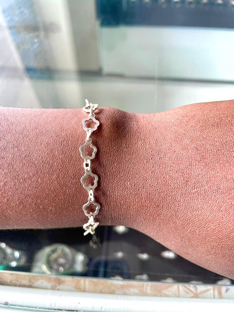Thumbnail: Open Clover Link Silver Bracelet