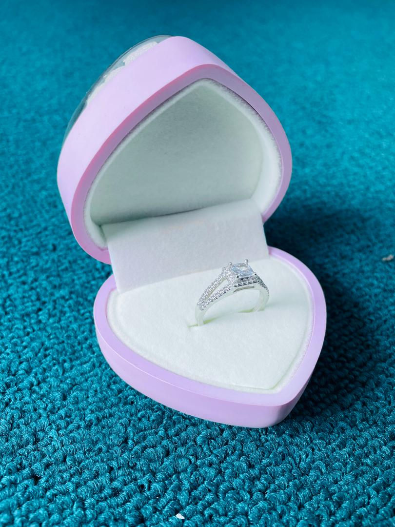 Thumbnail: Princess Halo Cathedral Proposal Silver Ring