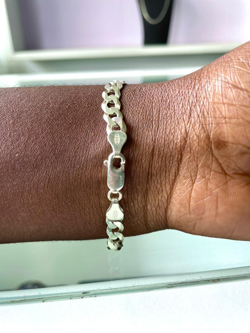 Thumbnail: Curb Cuban Link Silver Bracelet