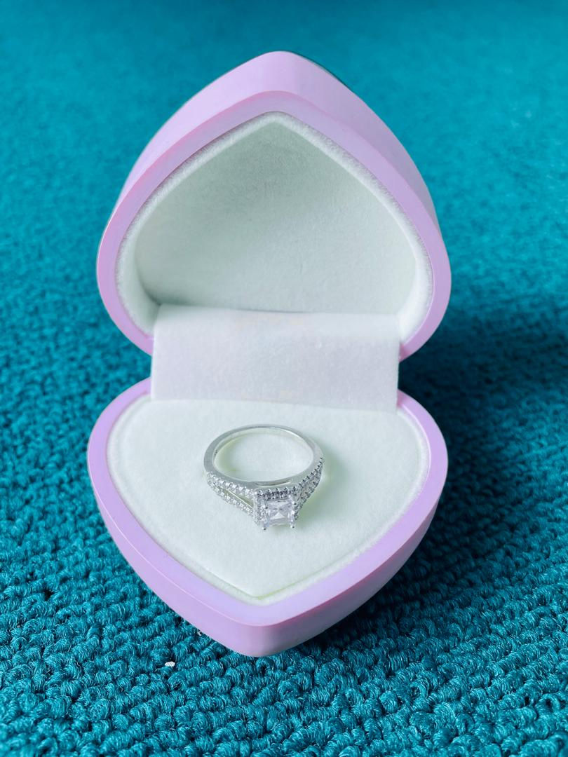 Thumbnail: Princess Halo Cathedral Proposal Silver Ring