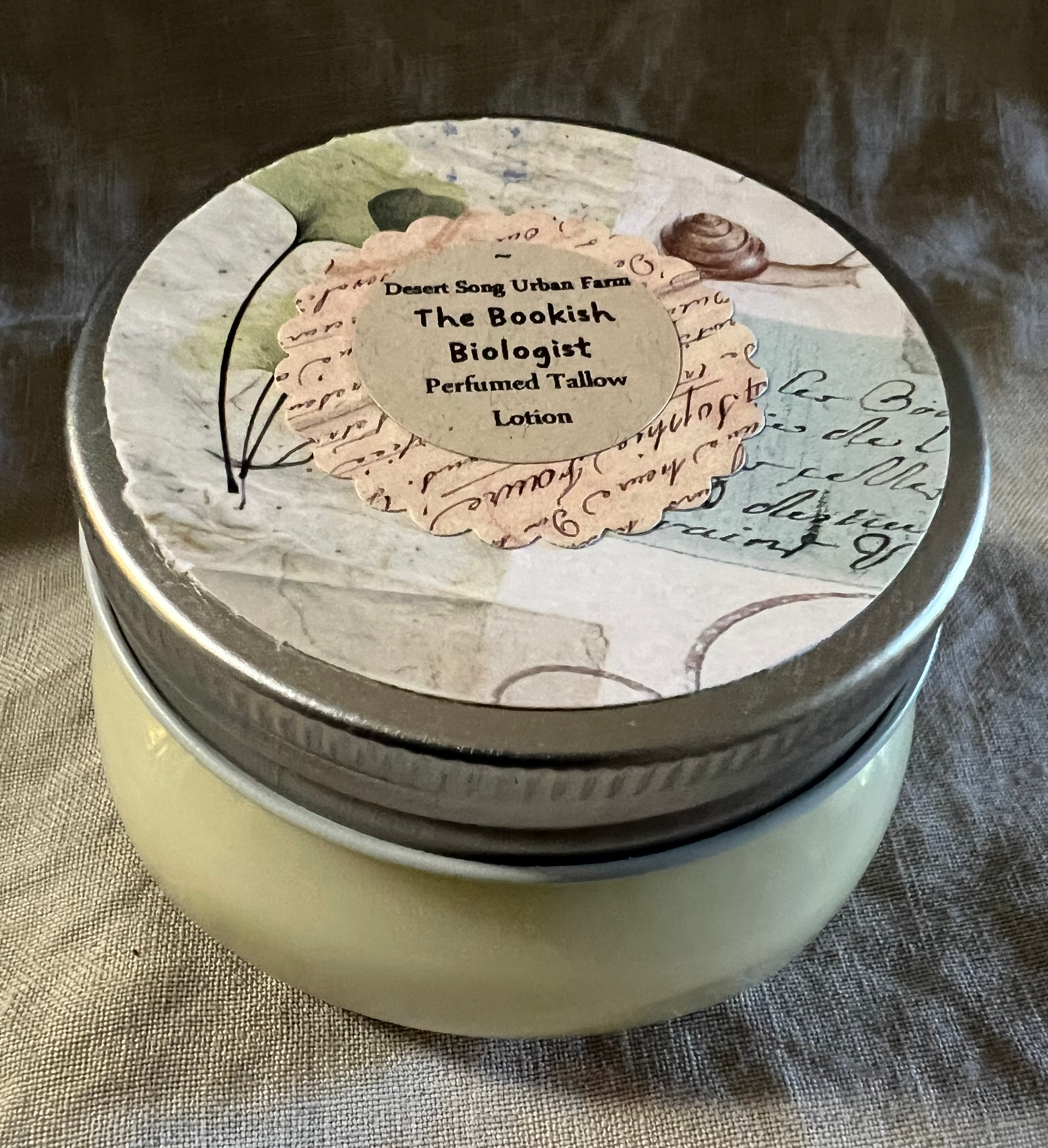 The Bookish Biologist richly scented creamy tallow lotion
