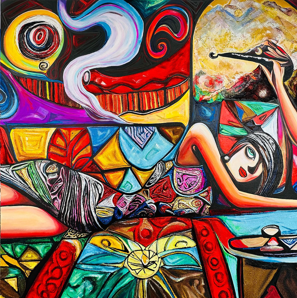 Texture acrylic painting “Muse” on canvas 48”x48” (sold) 1