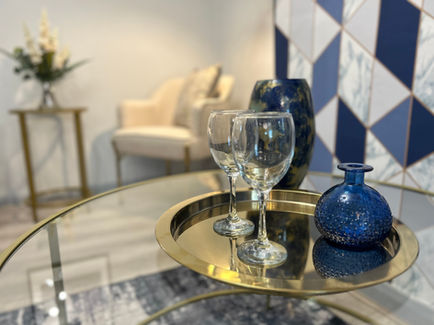 close up of dining table with tray