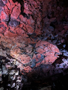 Brilliant colours formed by cooling of solidified basaltic lava.