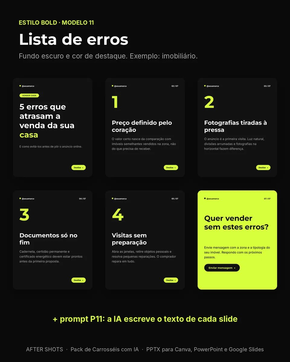 Pré-visualização 3 de Pack de Carrosséis com IA
