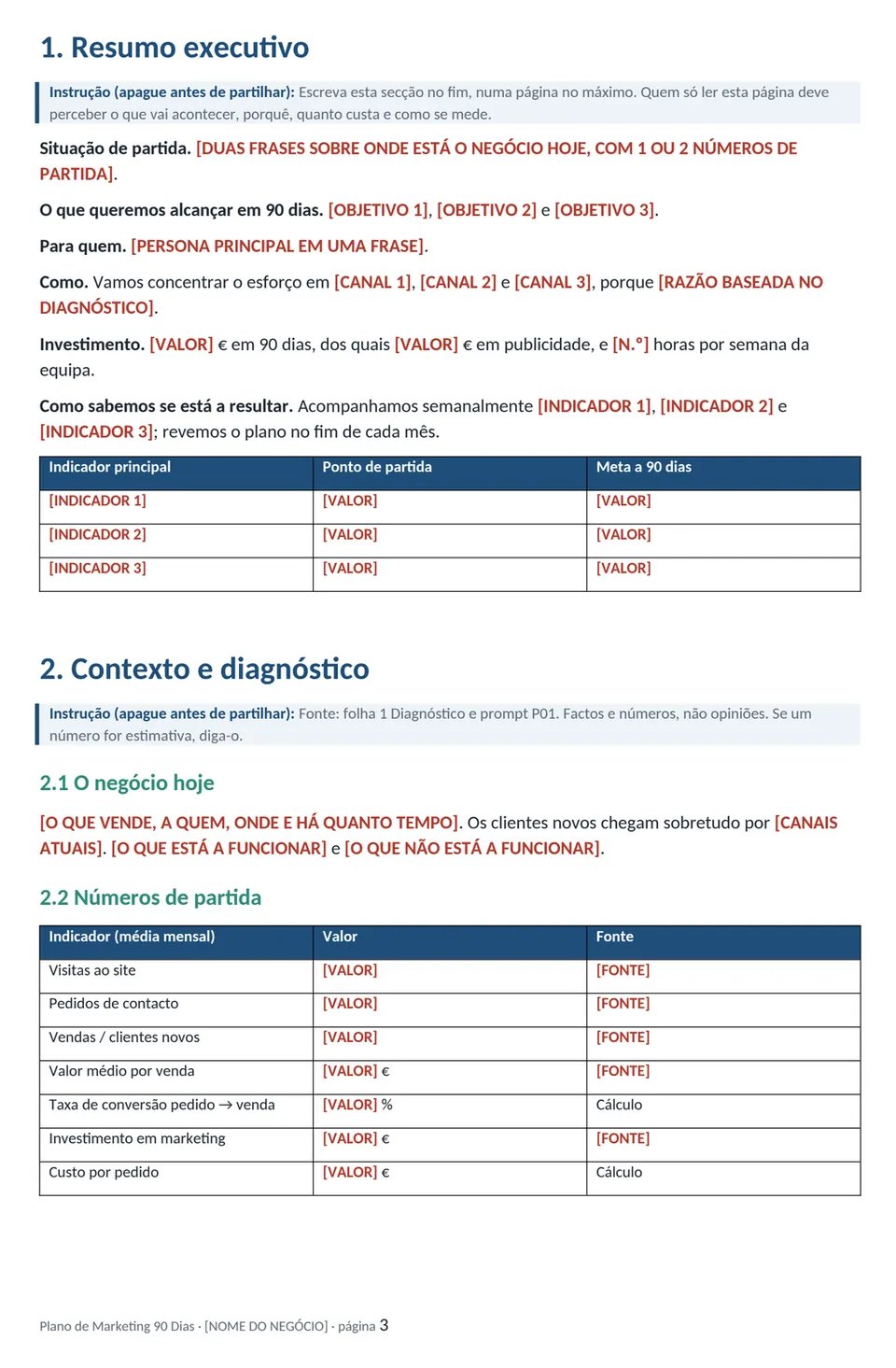 Pré-visualização 4 de Plano de Marketing 90 Dias com IA