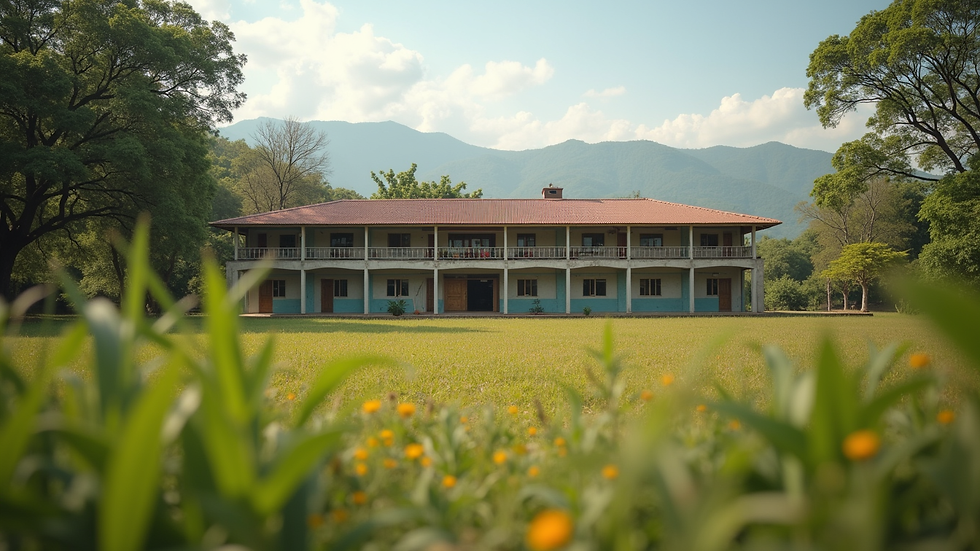 Eye-level view of the Mama Adhel Education Centre building