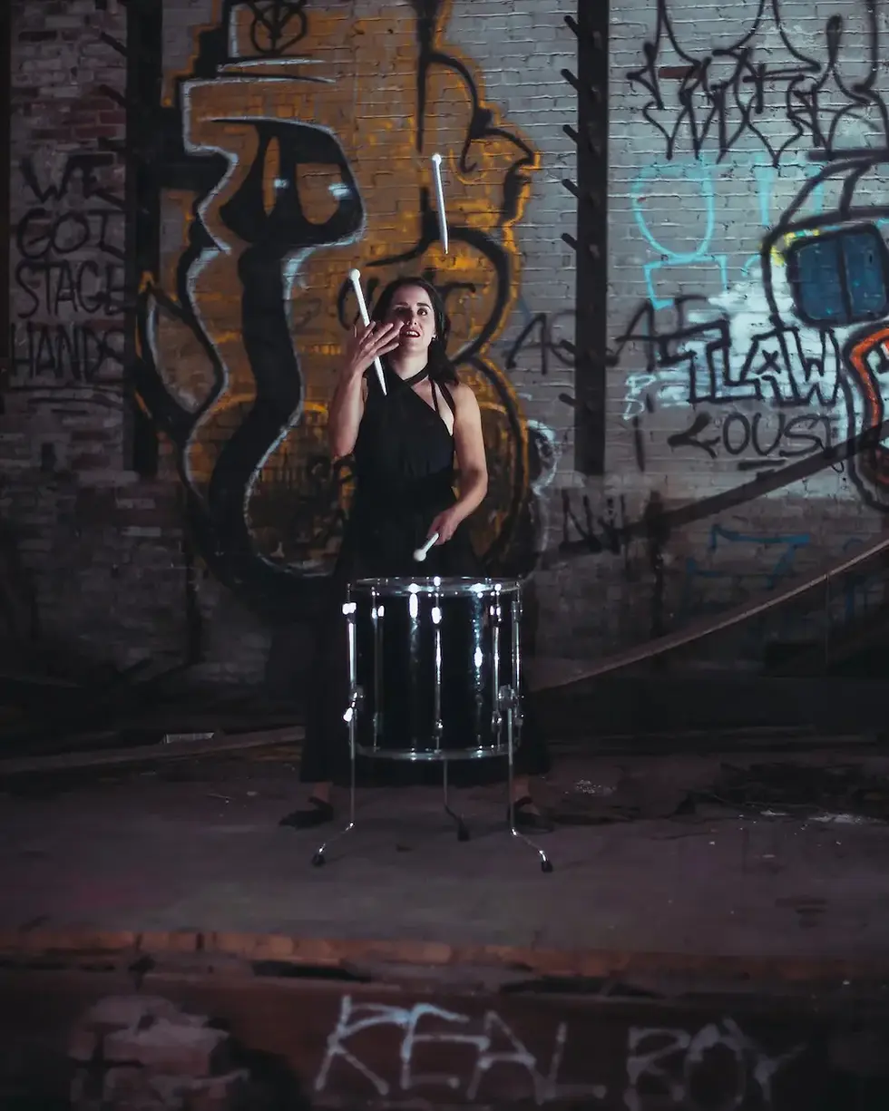 Black Dress Juggle Drumming