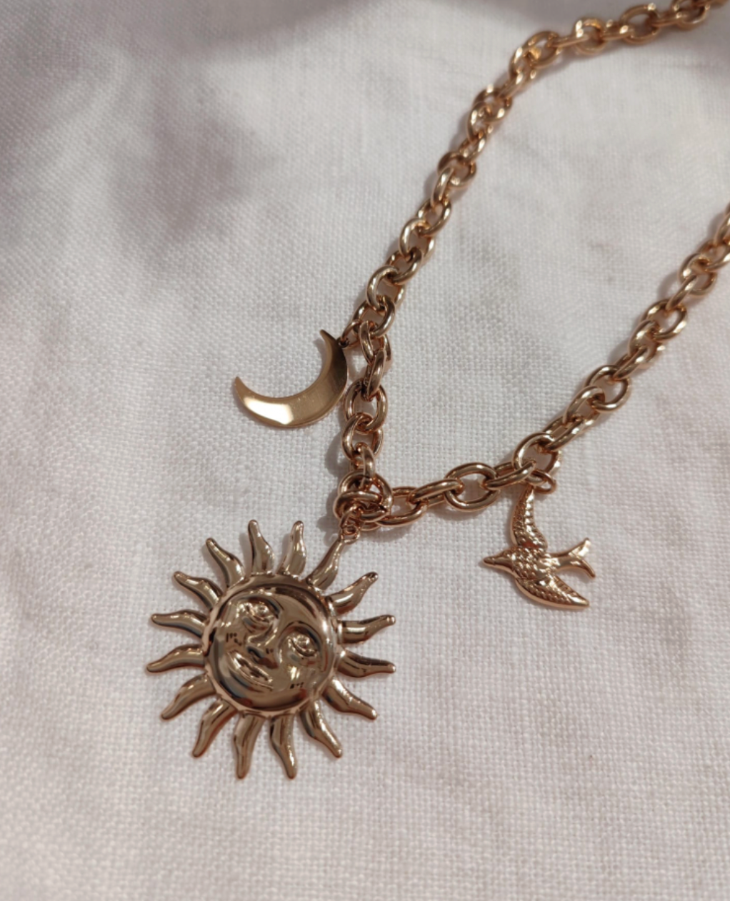 Collier Soleil Lune Oiseau