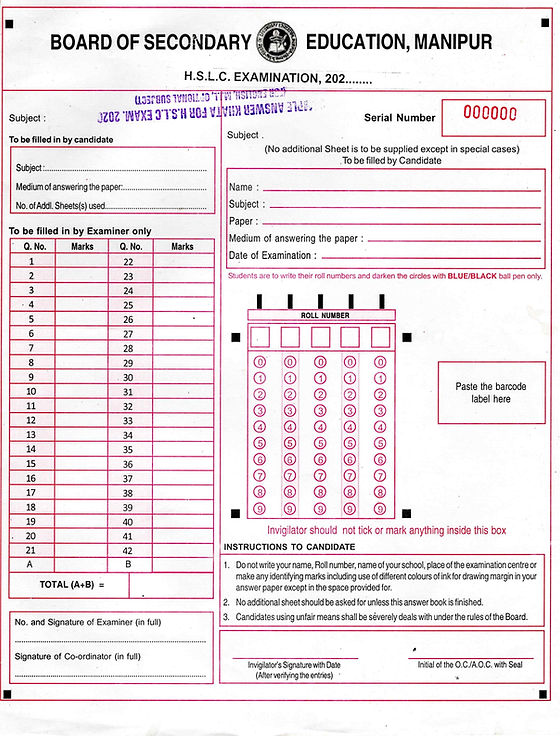 Hslc Answer Sheet Sample Lighthouse School