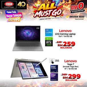 Rebut Peluang Emas Menerusi Promosi Laptop Lenovo Unit Display All Must Go!