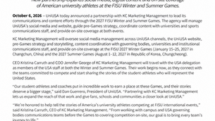 UniUSA Partners with KC Marketing Management for the 2027 FISU Games