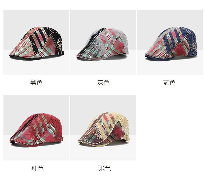 縮圖：拼接縫線格子鴨舌帽