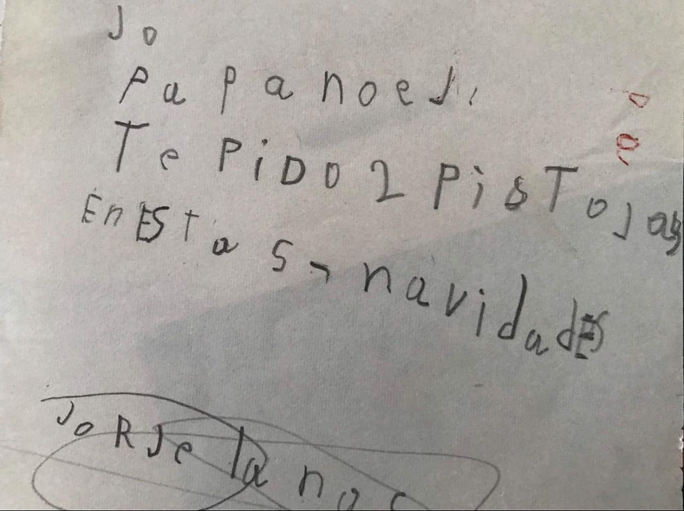 Papanoel, te pido 2 pistolas en estas navidades. — Jorge Lanas