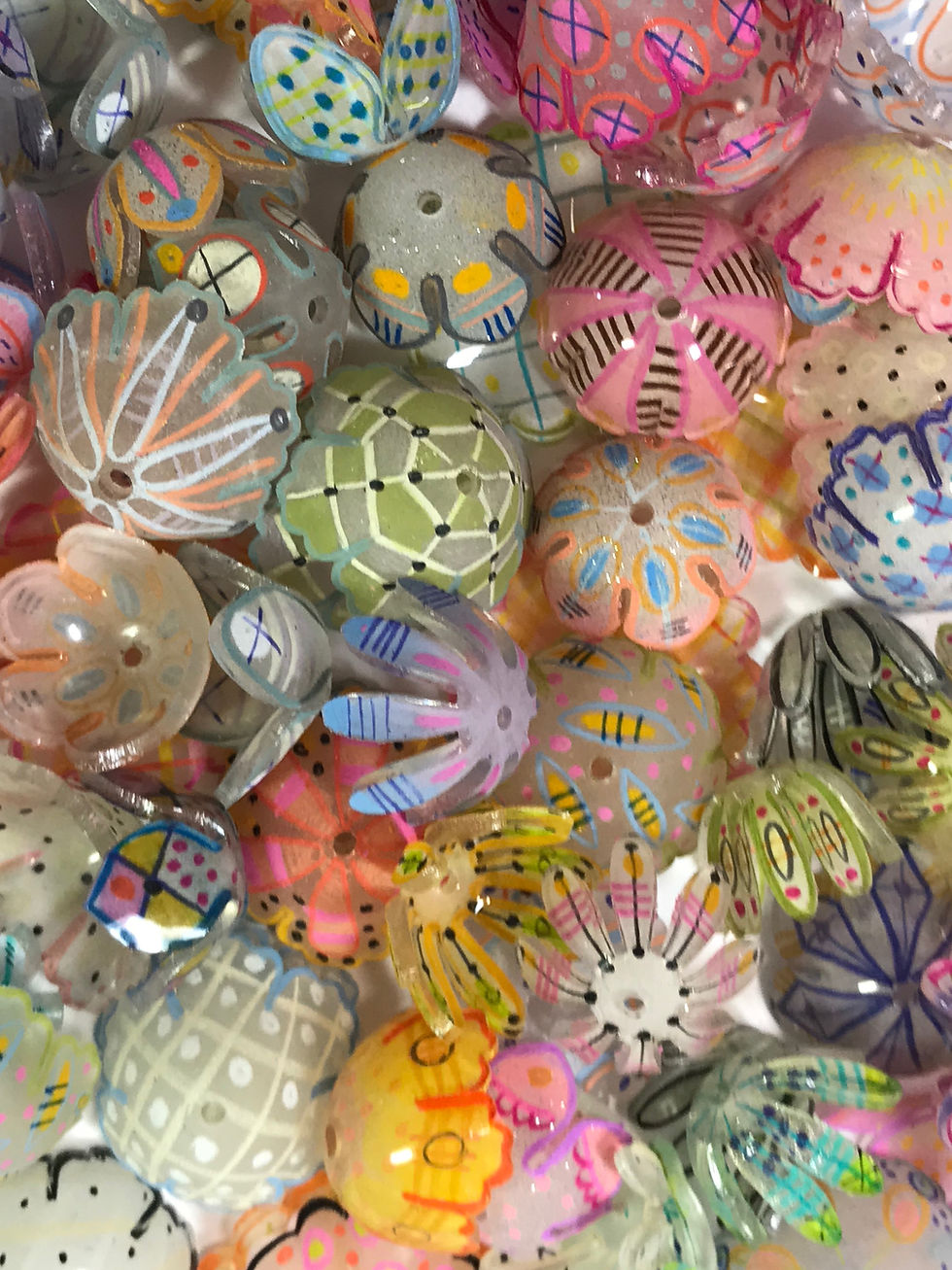 shrink plastic flower beads,  shrink plastic jewelry making  Handmade shrink plastic beads , Shrink plastic online class