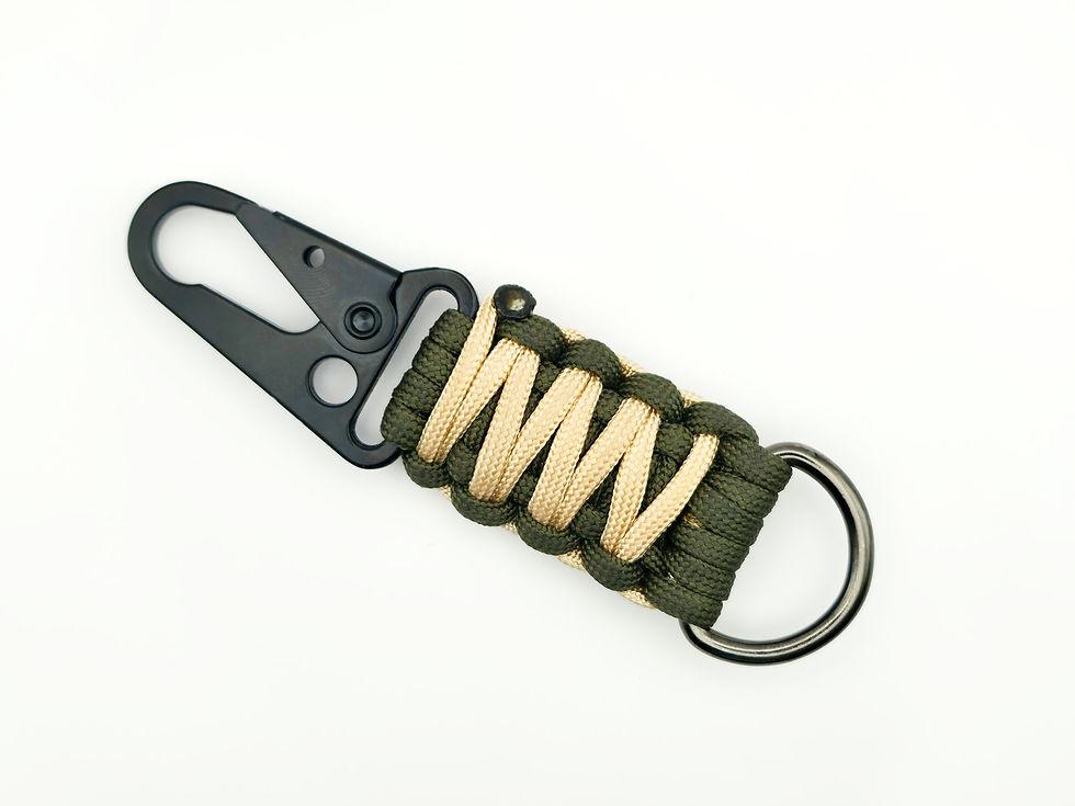 King cobra paracord keychain in Olive Green and Khaki
