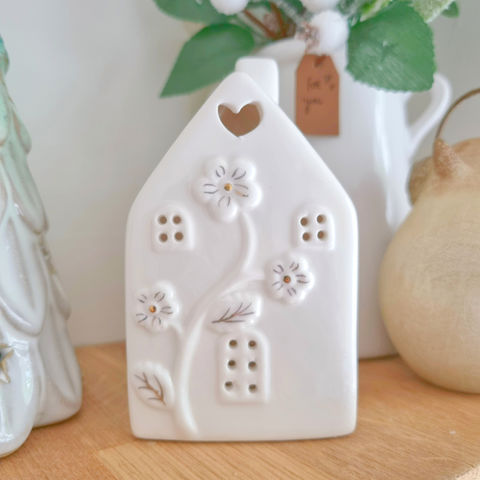 White Ceramic Light Up House