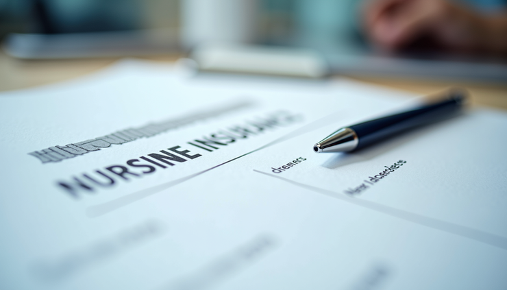 תקריב של מסמכי ביטוח סיעודי עם עט על שולחן עבודה