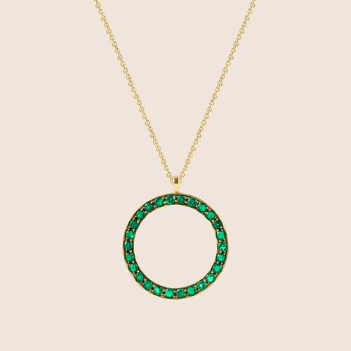 18 Karat Yellow Gold Emerald Necklace Persona Fine Jewelry