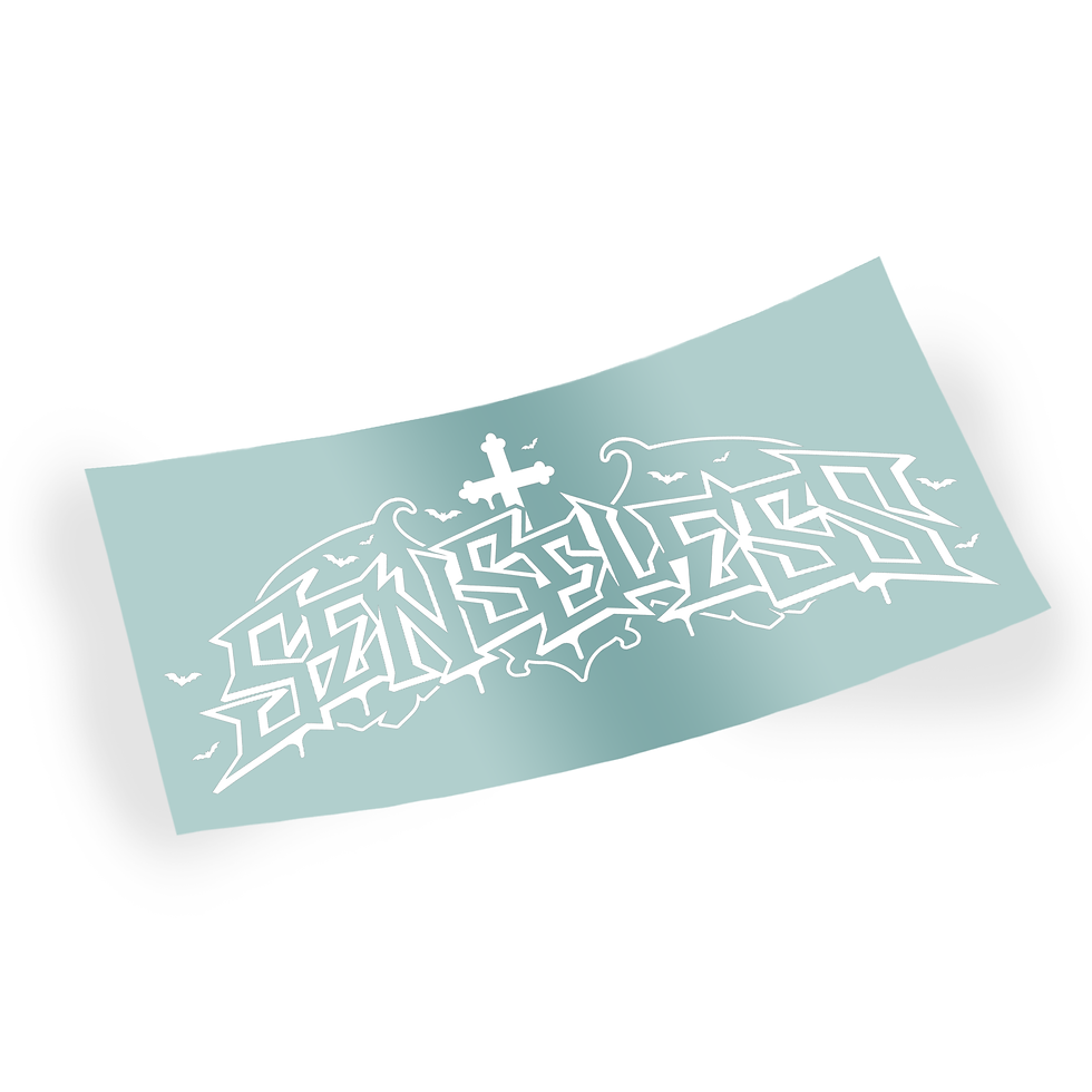 Senseless Graveyard Halloween White Vinyl Window Banner