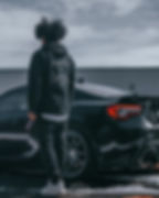 Man Wearing Hachi-Roku Schematics Hoodie with Subaru BRZ