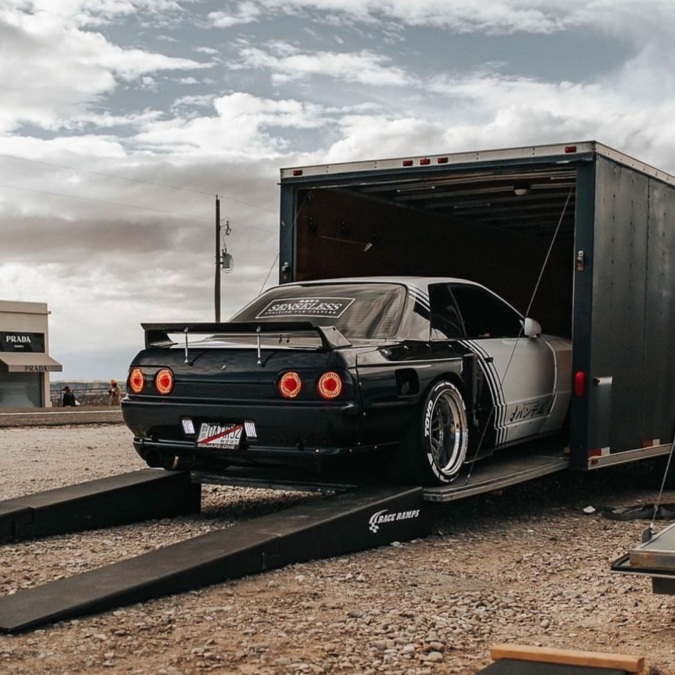 Thumbnail: Senseless JDM Rear Window Vinyl Banner on Nissan Skyline R32