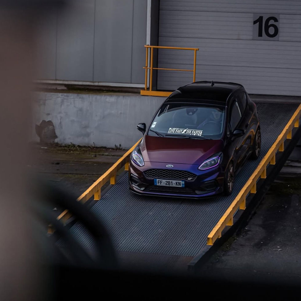 Thumbnail: Live Fast Die Faster Holographic Opal Vinyl Windshield Banner on Ford Fiesta ST