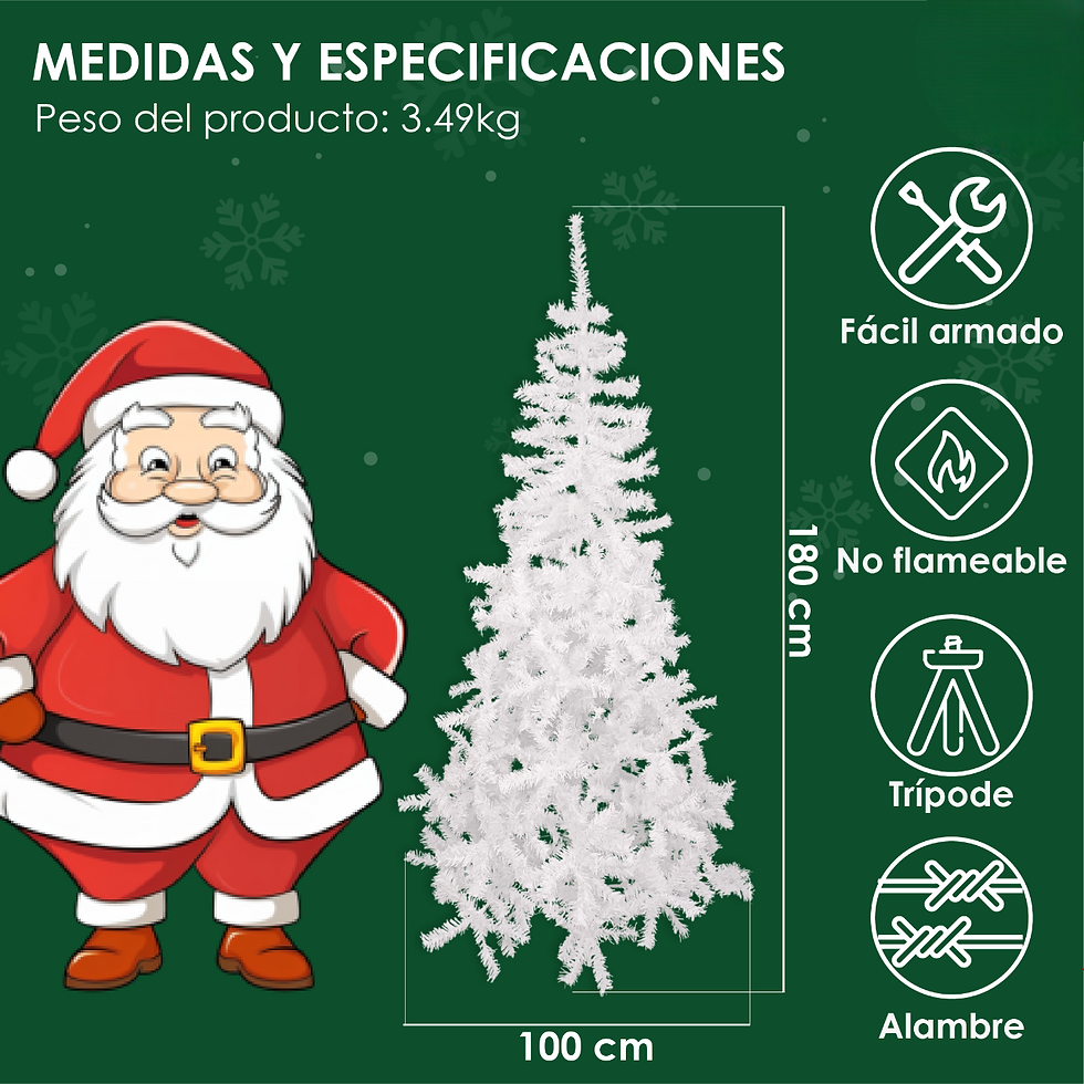 Miniatura: árbol de navidad blanco 1.80cm