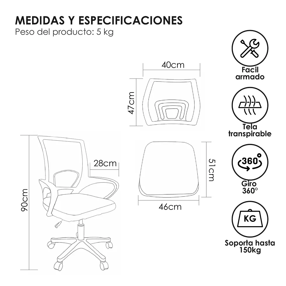 Miniatura: Silla Bsens Minimalista Cafetería, Comedor, Casa