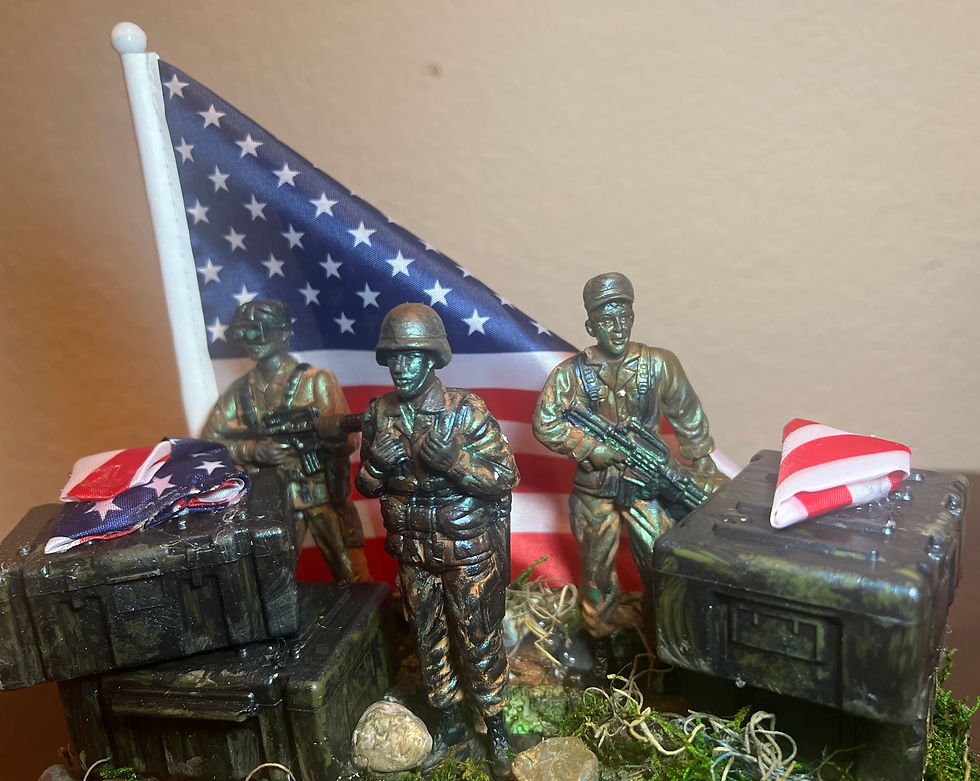 Thumbnail: MILITARY 3 FOLDED FLAG DIORAMA SOLDIERS