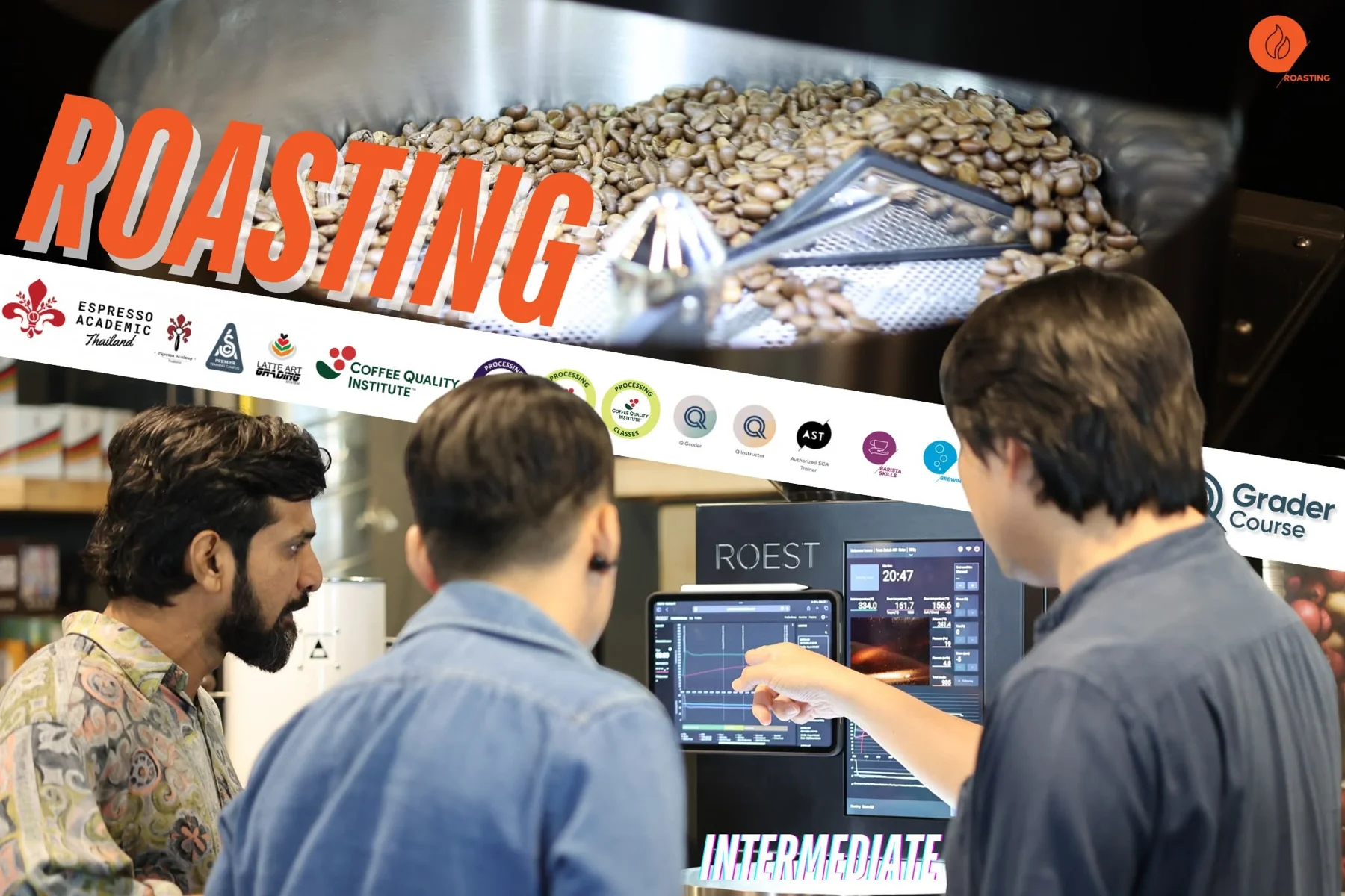 Roasting Intermediate class with Natt and students at the ROEST roaster