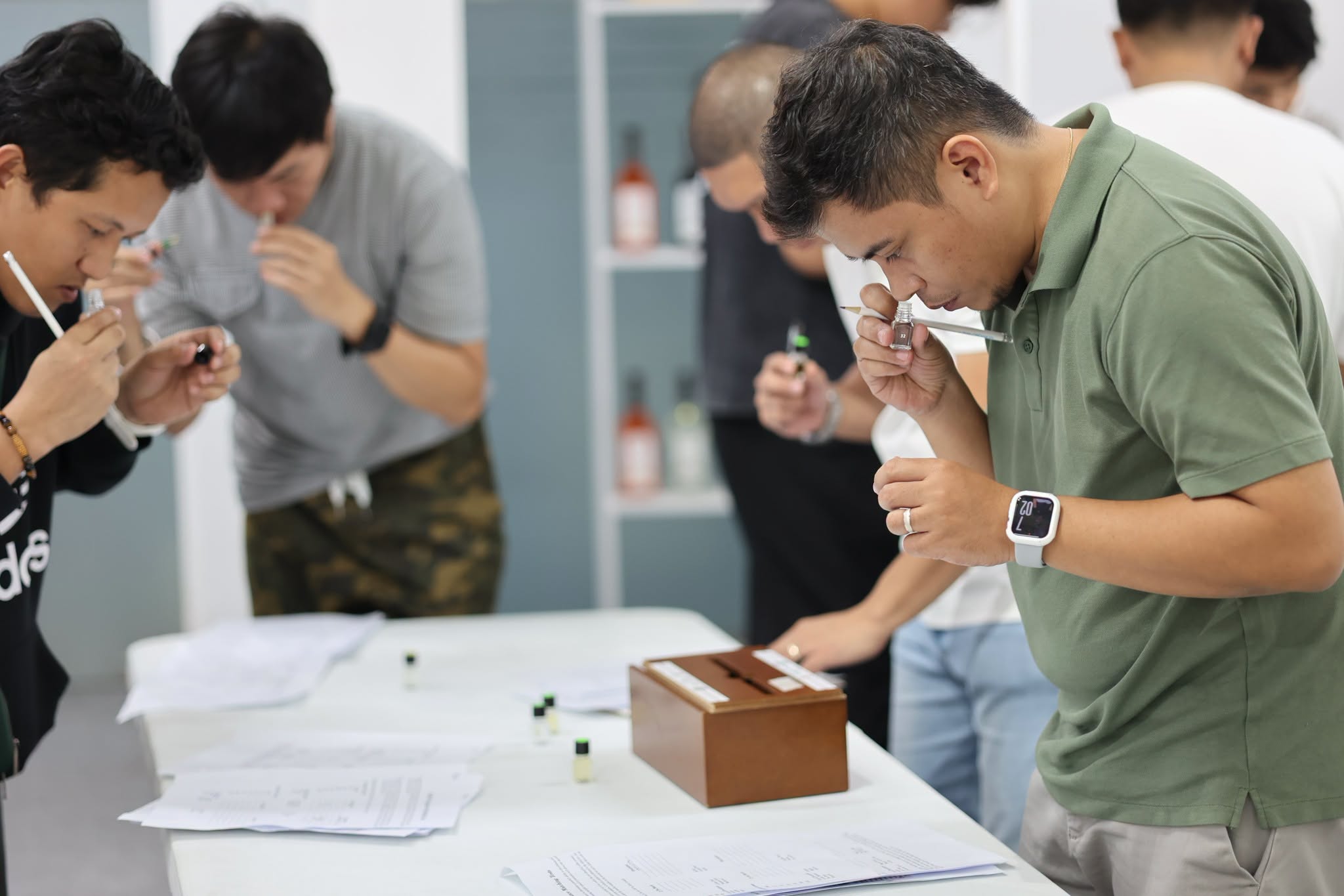 Manila CVA participants exploring aroma references during the July training programme