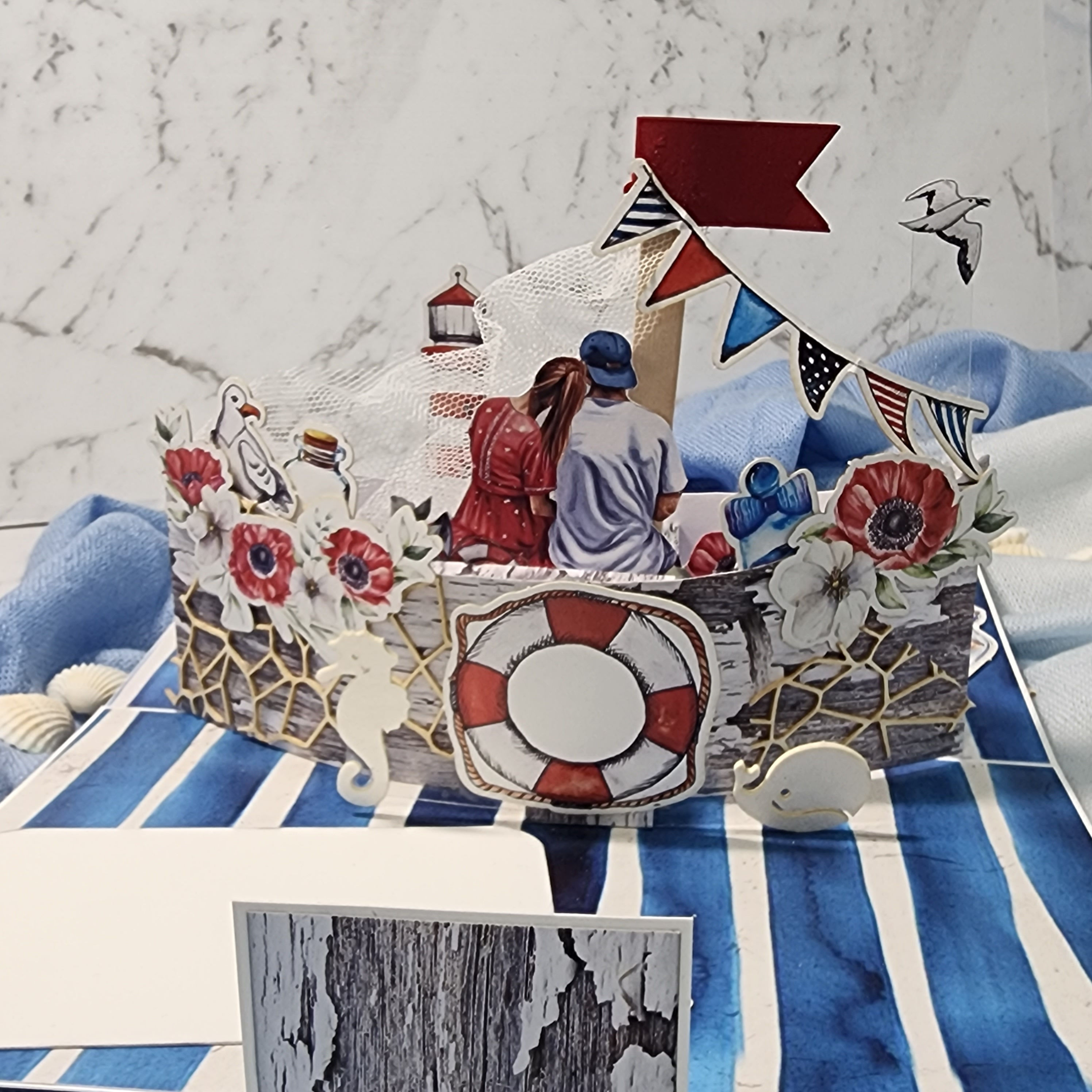 Couple in Boat Pop-up Card