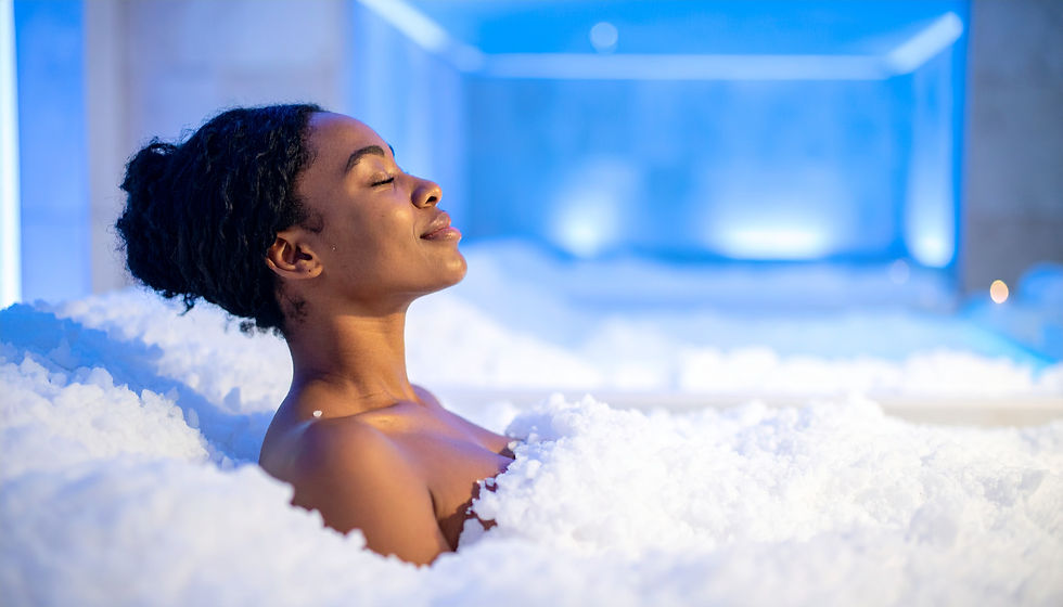 A woman taking a bath