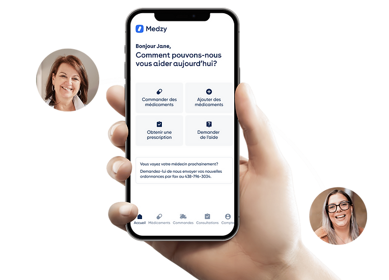 Aperçu de l'application mobile Medzy personnalisée pour une gestion de santé fluide.