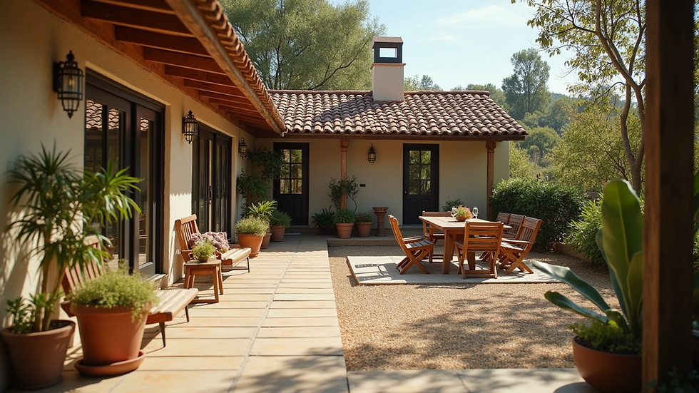 Eye-level view of a cozy rental property with inviting outdoor seating