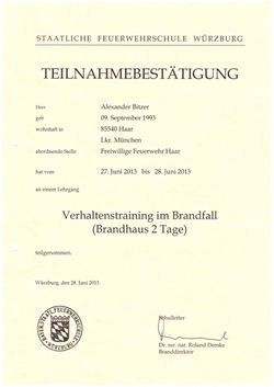 Zusatzausbildung Brandhaus