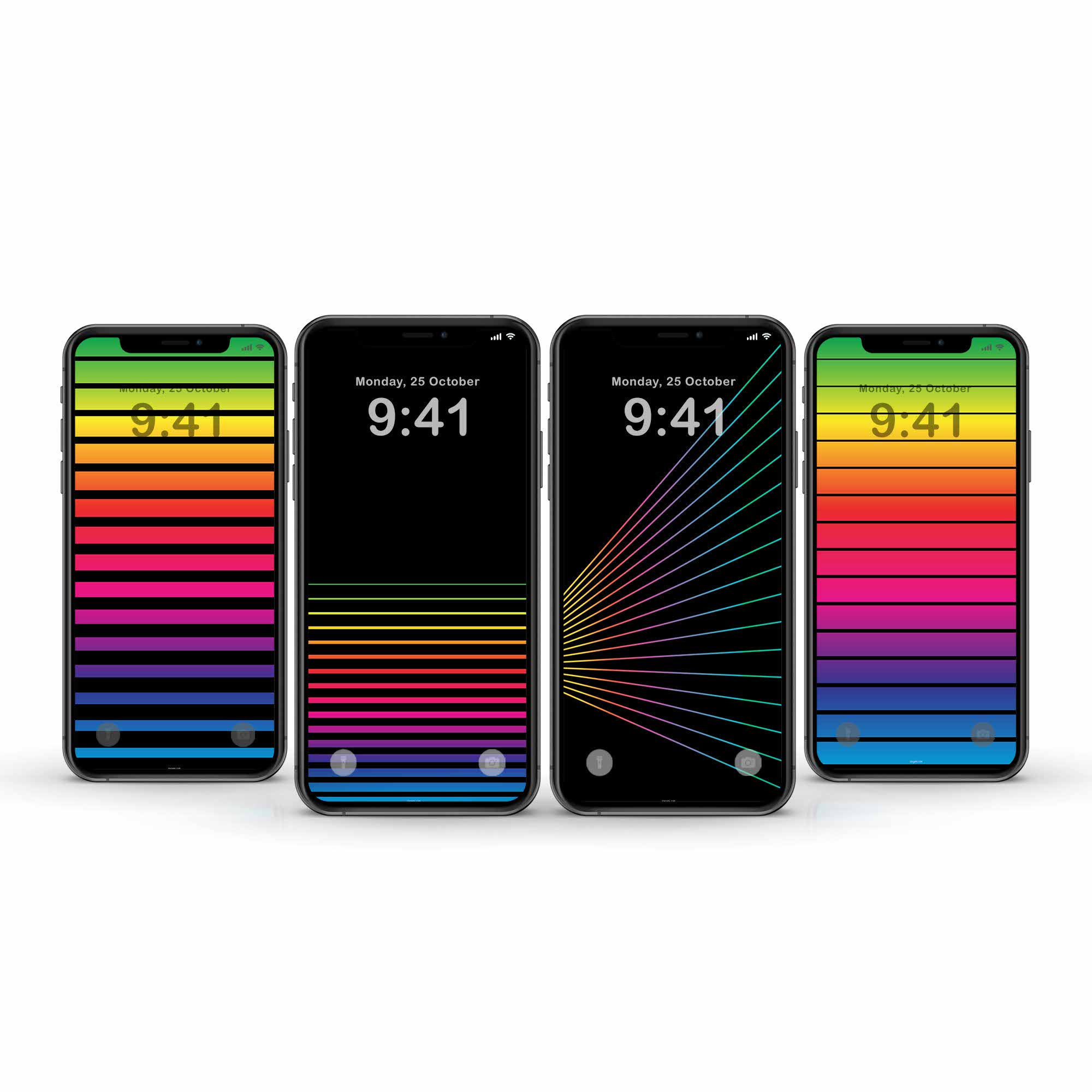 colourful rainbow stripe phone wallpapers pack with multiple bright stripe designs displayed on smartphones