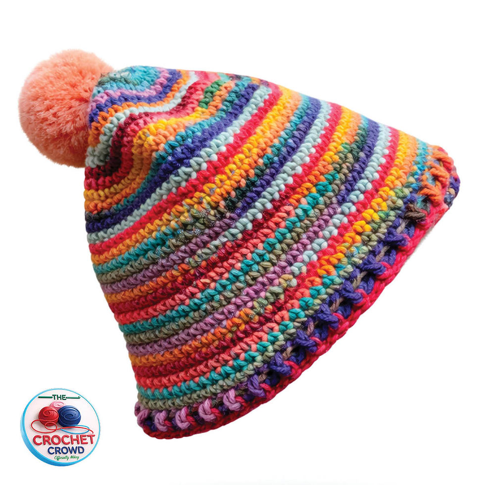 Crochet Slouchy Hat Pattern using Caron Chunky Cakes with Pom Pom