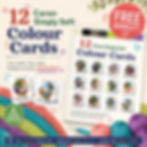 12 colour cards featuring Caron Simply Soft yarn colours mixed together.