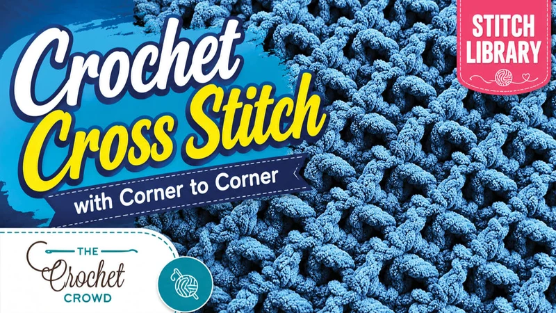 Close up of Corner to Corner Crochet Stitches with Cross Stitch Technique. 