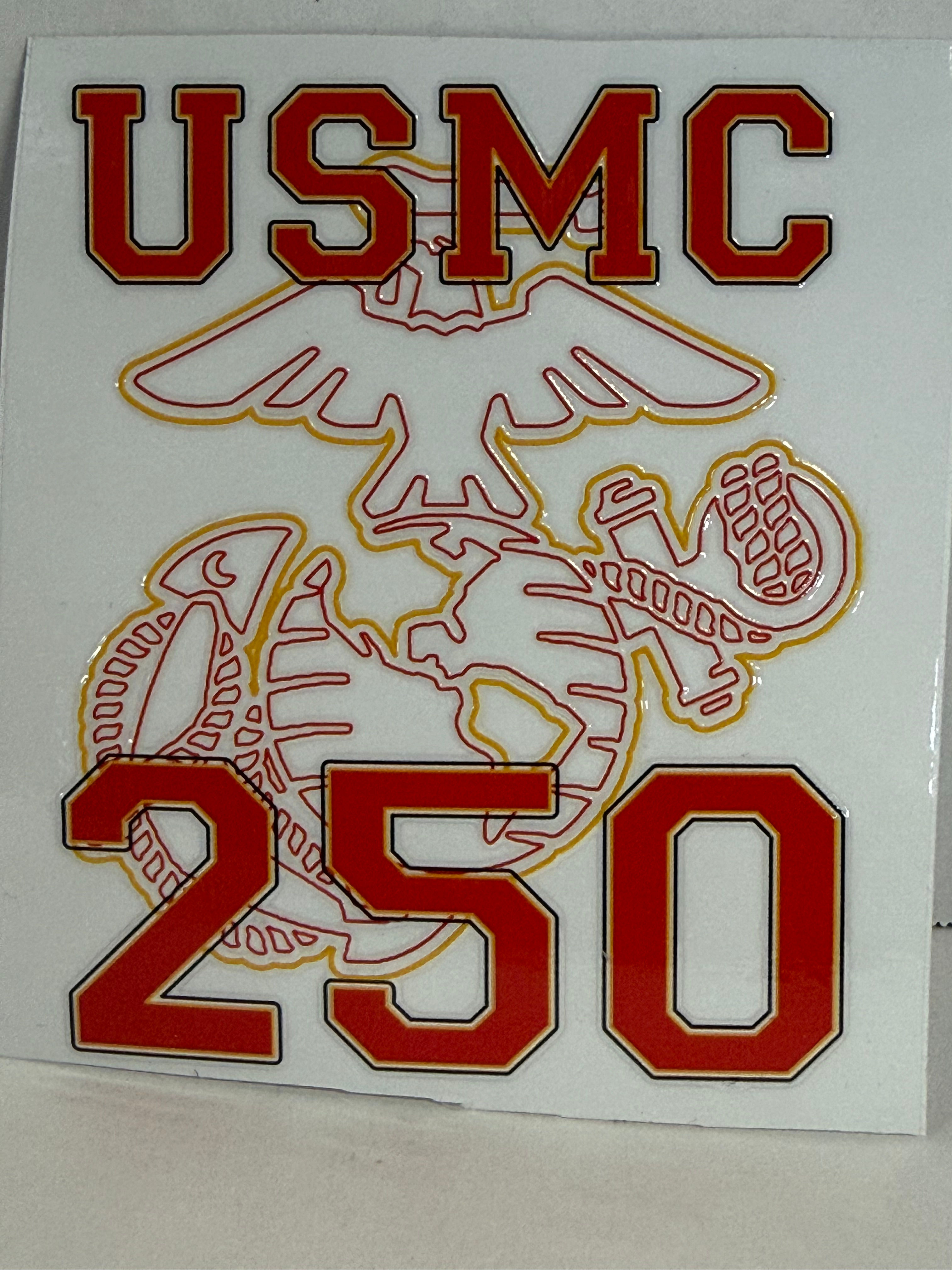 4" USMC 250 UV 3d sticker