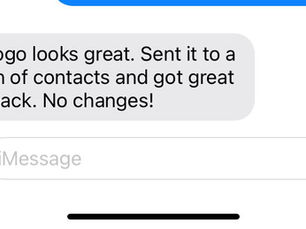 screenshot of text from a happy client for brand design